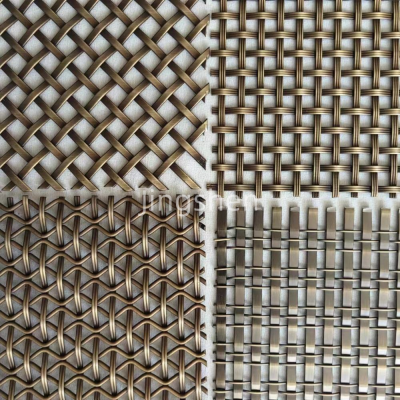 Architectural Grade Stainless Steel Brass Gold-colored Decorative Woven Mesh Panels, Suitable for Cabinet Doors photo-1
