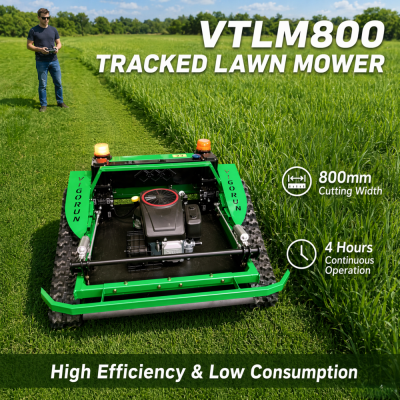Vigorun VTLM800 Cortador de grama controlado remotamente a gasolina Euro 5/EPA com bateria de 48V 20Ah. Cortador de arbustos controlado remotamente para campos de golfe