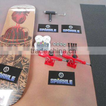 100% Canadian Maple Skateboard Completes with Red Sparkle Trucks