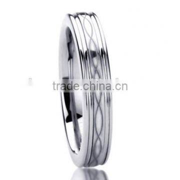 Women's Titanium Comfort Fit Wedding Band Ring 4mm Laser Etched Infinity Patterned Ring