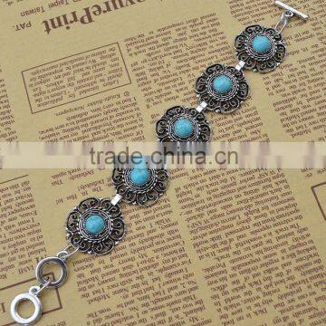 2015 YiWu New Products Bohemian Turquoise Hollow-out Flower Bracelet photo-4
