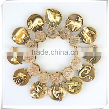 high quality twelve chinese zodiac signs polish metal golf hat clip 1604