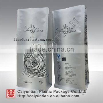 square bottom bag, flat bottom coffee bag, coffee plastic bag with valve