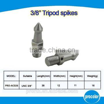 stainless steel tripod ground spikes with UNC 3/8'' tripod replacement 38mm foot spikes for common camera tripod