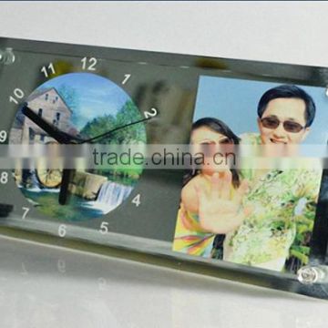 Sublimation DIY Rectangular mirror edge crystale clock with Personalized printing photo