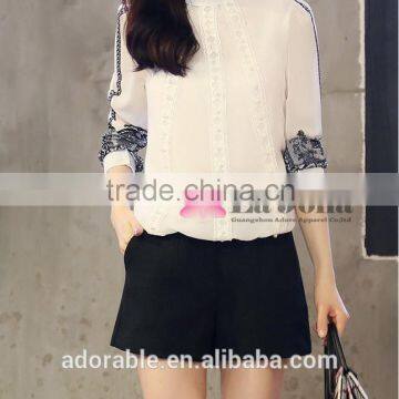 2016 Latest Spring and Summer Lace and Chiffon Fashion Casual Shirt