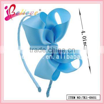 2014 Hot sale fashion hair accessories handmade ribbon bow fancy baby headbands (TK1-0951)