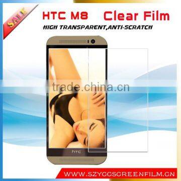 cell phone accessory anti scratch ultra clear screen protector/film/guard for HTC One M8