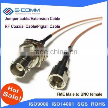 Hot sale!!BNC Female Jack nut Connector Switch FME Male Plug Connector RG178 Cable