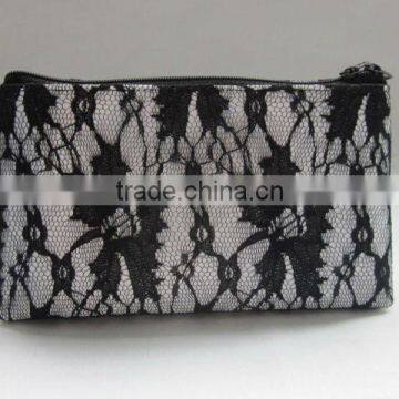 Lace decoration hand bag cosmetic bag