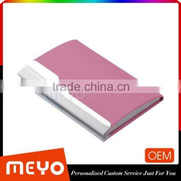 Metal magnetic soft leather card wallet with customized logo and color