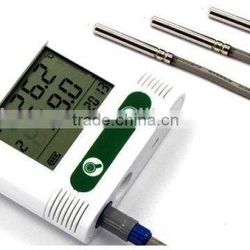 Three external probe temperature data logger