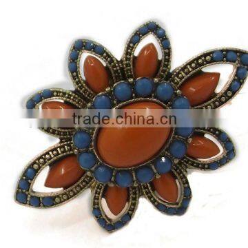 crystal stone flower pattern ring of costume jewelry