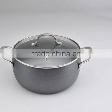 [BSCI Member] Hard-anodized Aluminum Cooking Pot With Casting-look Handle Coating Available