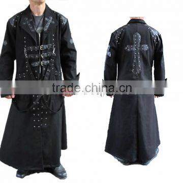 Mens Trench Coat Punk Gothic Steampunk Goth