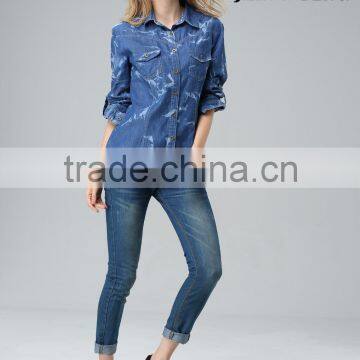 High Quality Garment Factory Wholesale Extra Long Shirt Dress Long Sleeves Wholesale Button Down Maxi Long Denim Dress photo-2