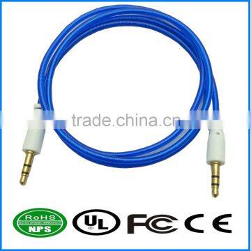 AUX Cable Fluorescent Blue Gold Plated Audio I/O Wire Stereo Panel Mount Cable for PC, Car Audio, Audio Equipment