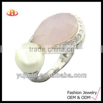 Unique Design Class Ring with Pearl and Gemstone