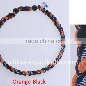 Tornado 3 ropes Germanium Titanium Baseball Sport Necklaces orange & black color