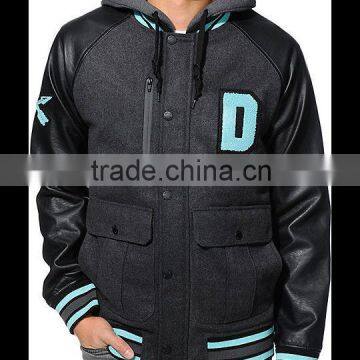 men custom made varsity jacket with leather sleeves