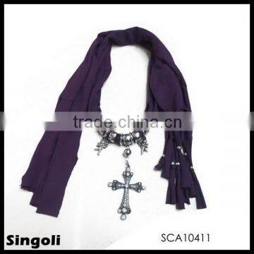 Fashion wholesale silver cross pendant angel muslim scarve