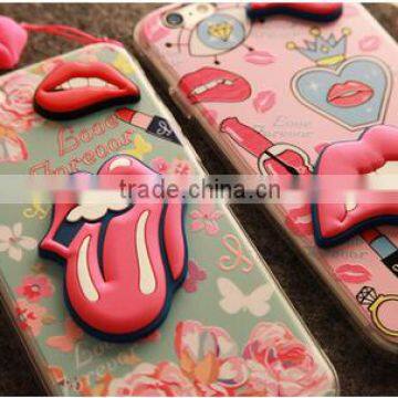 3D Soft Mouth Lip Fahion Printing Case for Iphone 6 Hot Selling 2015