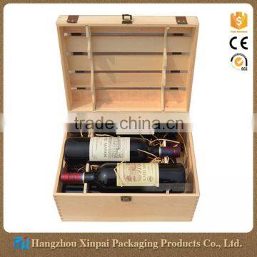 Safety wood wine box for 750ml bottle