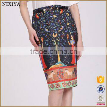 Stylish Ladies Women Casual Print Knee Length Sexy Pencil Printing Skirt