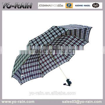 Yo rain Popular pongee Custom plaid automatic open plaid rain umbrella