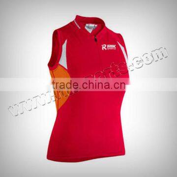 Women 100% Polyester Micro Mesh Fabric Sleeveless Cycle Jerseys