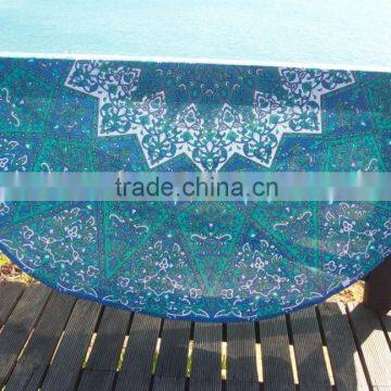 Star Mandala Beach Throw Roundie Yoga Mat Cotton Tapestry Indian Handmade Round Tabke Cover