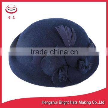 fashionable felted wool beret hat with flower