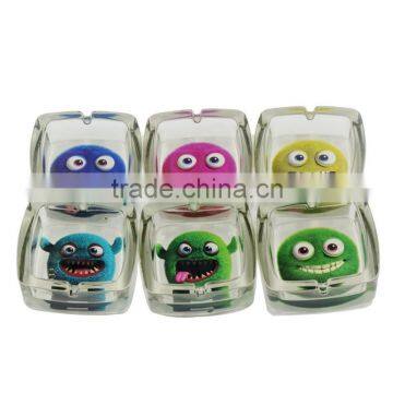 hot square glass ashtray,cute Cartoon portraits ashtrayGT-1106