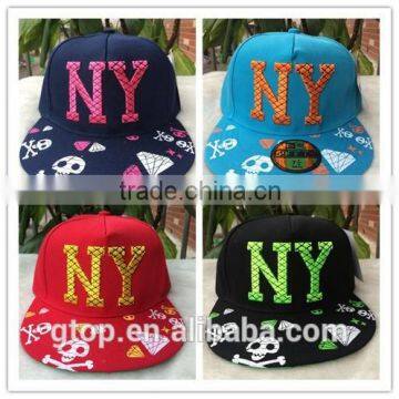 Baseball cap Street dance Punk Hip hop flat snapback visor hat skull letter embroidery