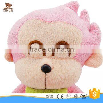 custom cute pink monkey plush toy new style sitting stuffed monkey toy with embroidery logo