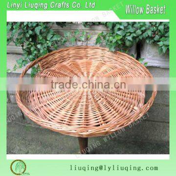 WHOLESALE FANCY VINTAGE LARGE WICKER WOVEN ROUND BASKET SERVING TRAY PLATTER