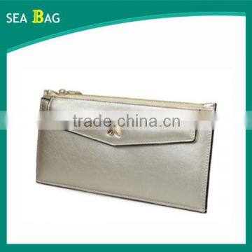 Summer Latest Style Long Golden pu Wallet Ladies Fancy Hand Purse Women Slim Wallet Soft photo-2