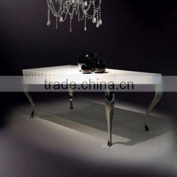 Modern wood & stainless steel foot long dining table(LS-208)