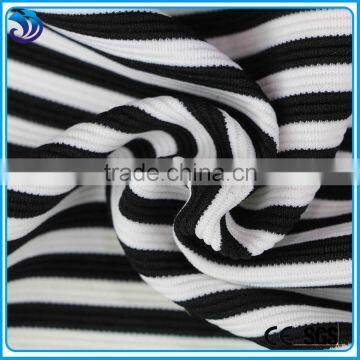 Classic design jacquard white and black stripe printed spandex polyester fabric