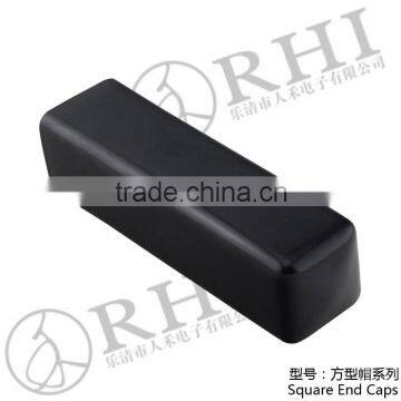 Black Soft PVC Long Square End Caps Covers