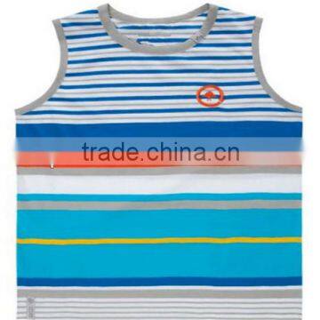 latest design fashion stripe printing baby boys cotton vest