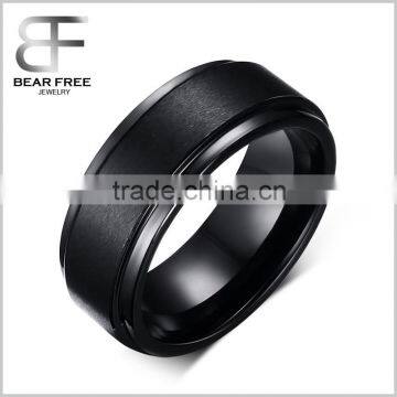 Fashion Mens Black Tungsten Carbide Wedding Band Ring for men Classic Style