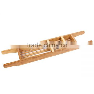 Single tier bath rack,bamboo towel rack with moveable soap holder