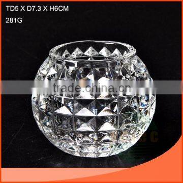 Transparent decorative glass candlestick in ball shape