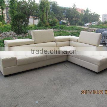 L Shape White Leather Sectional Sofa 8043