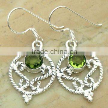 GENUINE peridot AND .925 STERLING SILVER EARRINGS