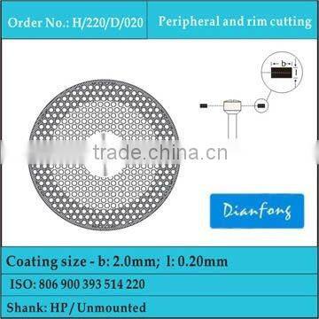 22mm HP shannk sieve shape rim cutting dental diamond wheels