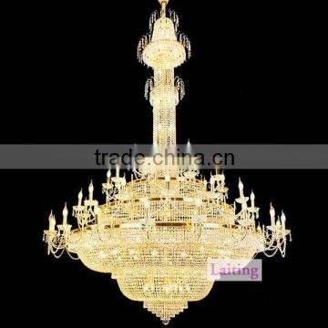 2016 Hotel Lobby Gold Chandelier Lamp Big Modern Crystal Chandeliers for High Ceiling