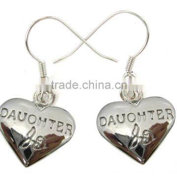 Trendy metal silver hear charm earrings ,Customized Colors or LOGO and OEM desigtn accept