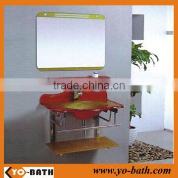 factory price wall hung glass cabinet, glass basin cabinet